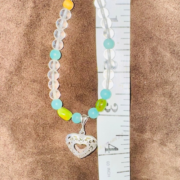 .925 RARE GREEN AMBER AMMONITE CLEAR QUARTZ bracelet - Picture 7 of 8